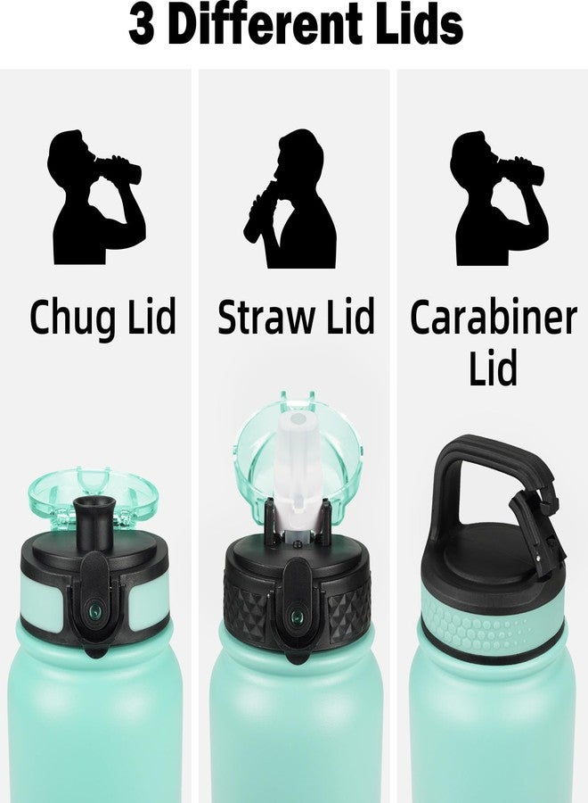 OLDLEY Insulated Water Bottle,20oz Stainless Steel Water Bottles with Straw/Chug/Carabiner 3 BPA Free Lids,10pcs Stickers Fruit Strainer, Double Wall Vacuum Wide Mouth Sports Water Bottle Sweat/Leak-Proof - Image 2