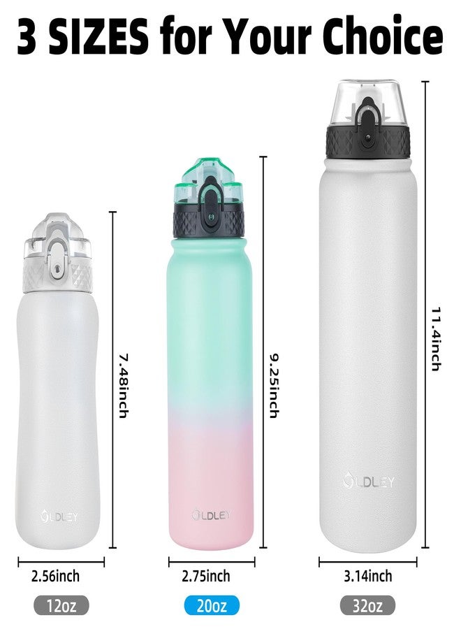 OLDLEY Insulated Water Bottle,20oz Stainless Steel Water Bottles with Straw/Chug/Carabiner 3 BPA Free Lids,10pcs Stickers Fruit Strainer, Double Wall Vacuum Wide Mouth Sports Water Bottle Sweat/Leak-Proof - Image 5