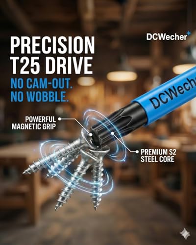 DCWecher 50-Pack T25 Torx Bits for Impact Driver, 2-In S2 Steel Magnetic Star Bits with 1/4” Hex Shank, Professional T 25 Torx Bit Set for Mechanics, DIY and Home Workshop - Image 4