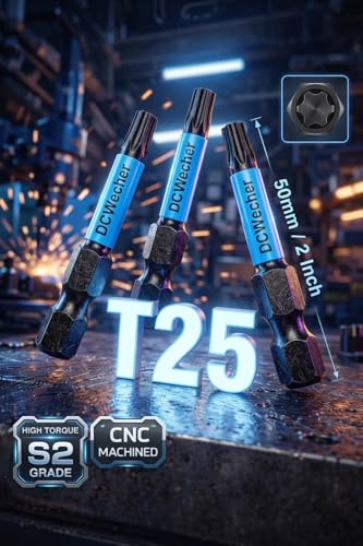 DCWecher 50-Pack T25 Torx Bits for Impact Driver, 2-In S2 Steel Magnetic Star Bits with 1/4” Hex Shank, Professional T 25 Torx Bit Set for Mechanics, DIY and Home Workshop - Image 5