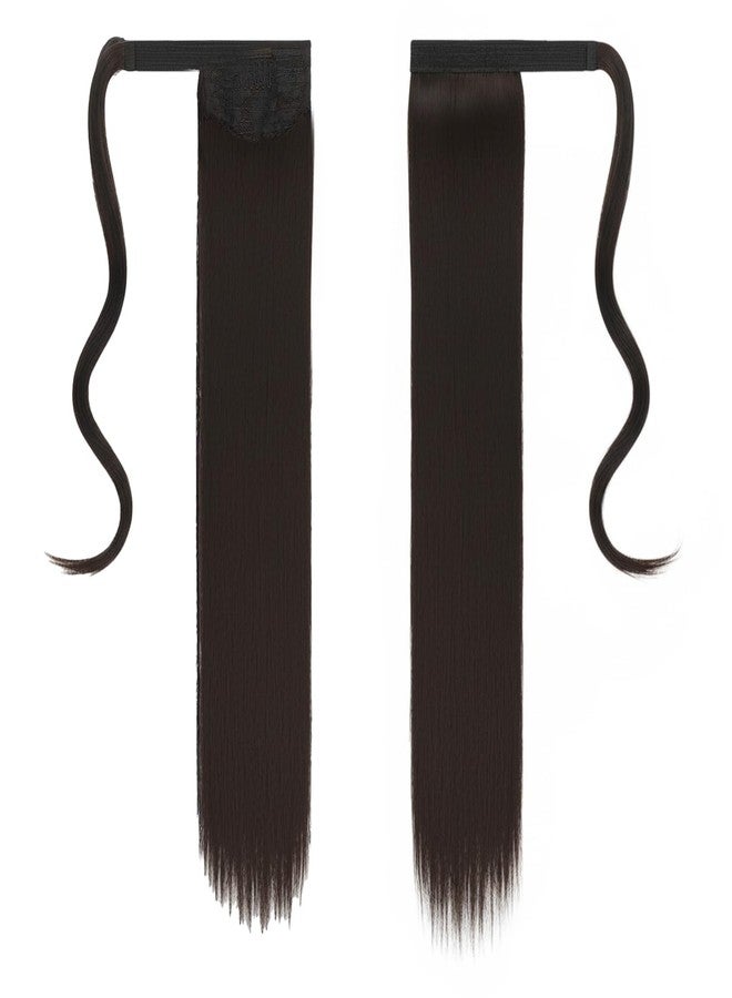 Paradise Paradise® 27 Inch Straight Wrap Around Ponytail Hair Extensions for Women & Girls Natural Looking Long Pony Tail Clip-in - Instant Volume & Length Dark Brown - Image 1