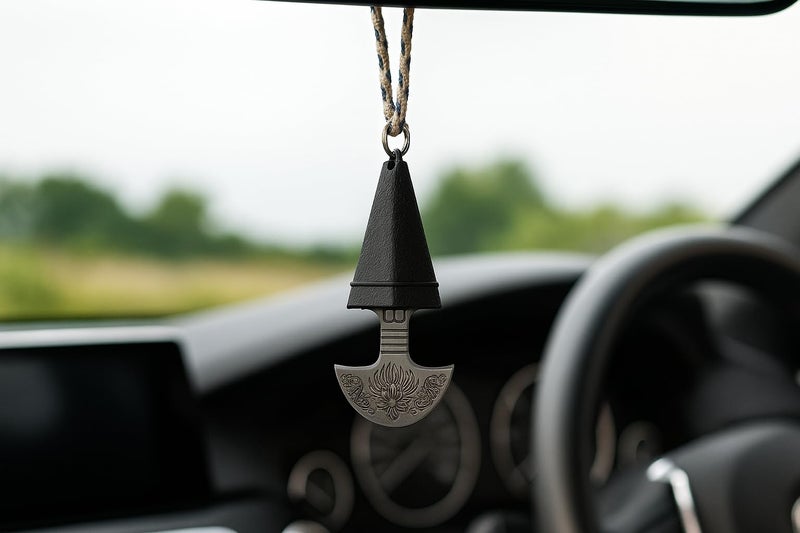 TEYRAH Khanda for Car Hanging for Rear View Mirror of The Car | Punjabi Car Accessory - Image 2