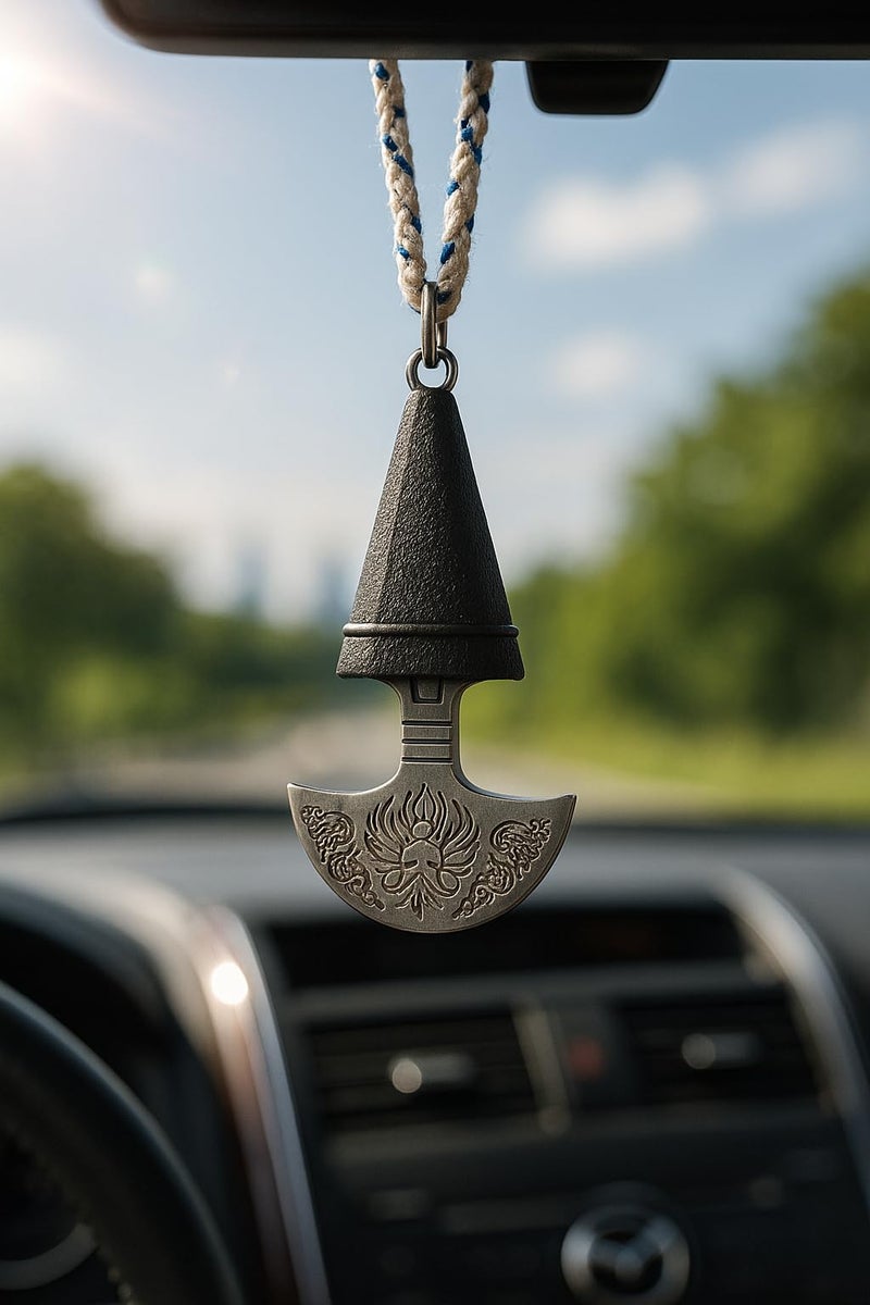 TEYRAH Khanda for Car Hanging for Rear View Mirror of The Car | Punjabi Car Accessory - Image 1