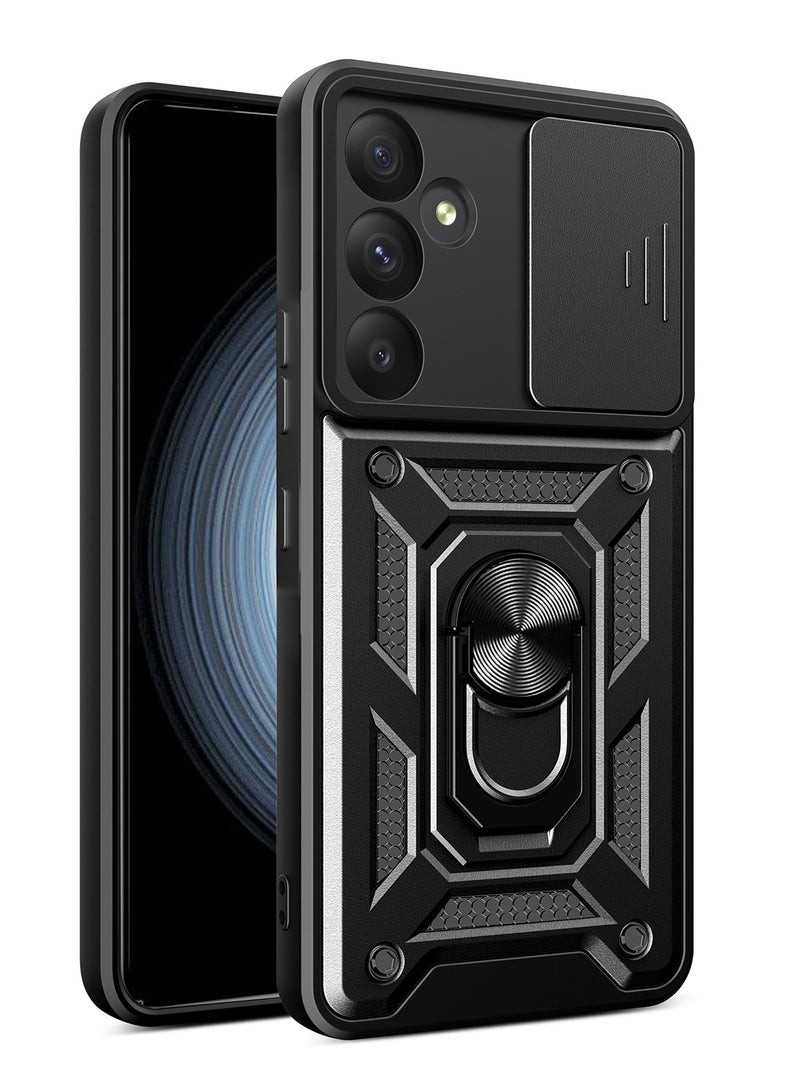 جراب حمايه ويندو مقاوم للصدمات وحمايه للكاميرا مزود بدبله معدنيه متوافق مع Samsung Galaxy A35 (اسود) - Image 1