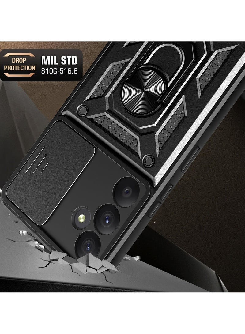 جراب حمايه ويندو مقاوم للصدمات وحمايه للكاميرا مزود بدبله معدنيه متوافق مع Samsung Galaxy A35 (اسود) - Image 4