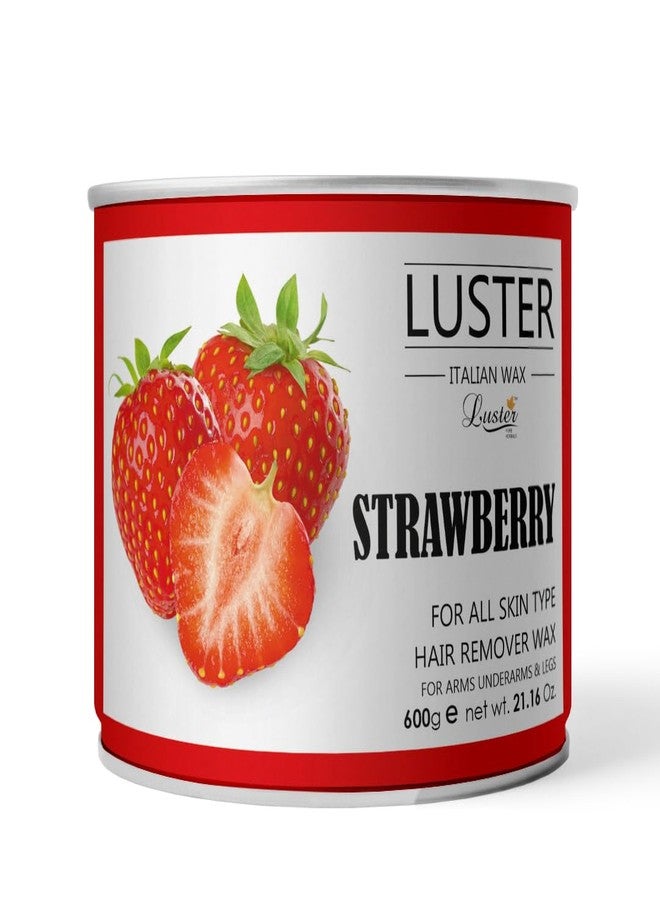 Luster Strawberry Hair Removal Hot Wax | De Tan Wax | Body, Face & Eyebrow | Underarm Wax | For All Types of Skin | Hair Removal Wax | Fragaria Ananassa (Strawberry) Fruit Extract | No Paraben Wax (600g) - Image 1