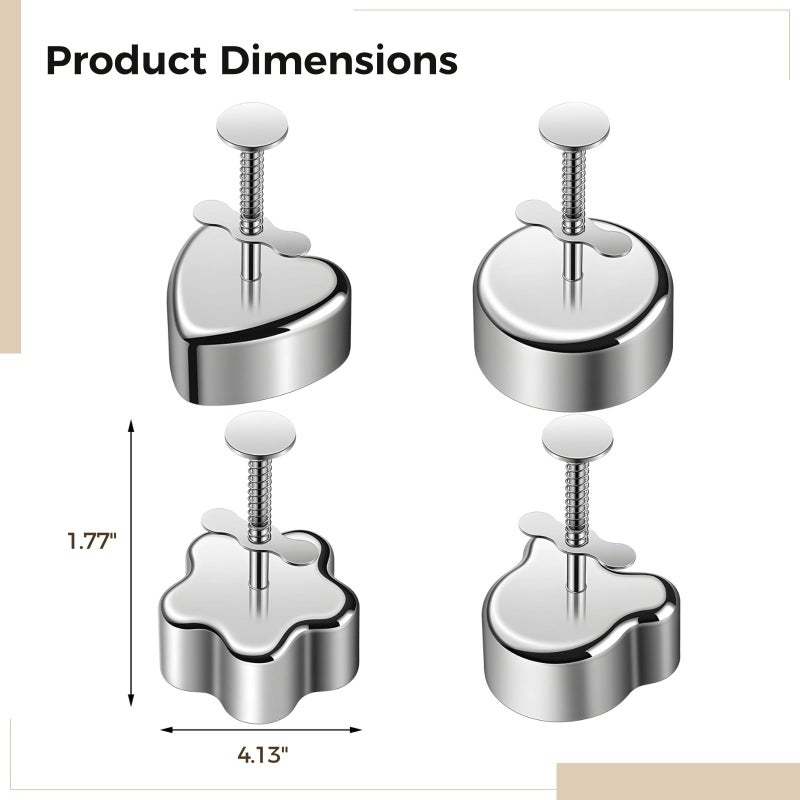 Stainless Steel Rice Ball Molds 4 Pack with Bear Flower Heart Round Shapes for Kids Meals - Image 5