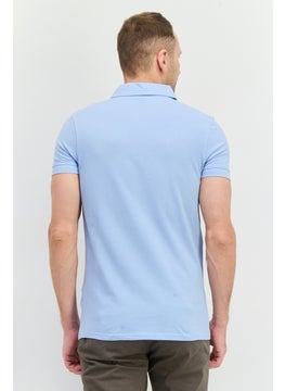 CROSSHATCH Men Regular Fit Embroidered Logo Short Sleeves Polo, Light Blue  - Image 4