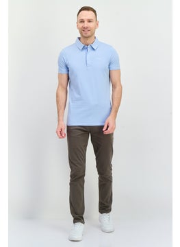 CROSSHATCH Men Regular Fit Embroidered Logo Short Sleeves Polo, Light Blue  - Image 2