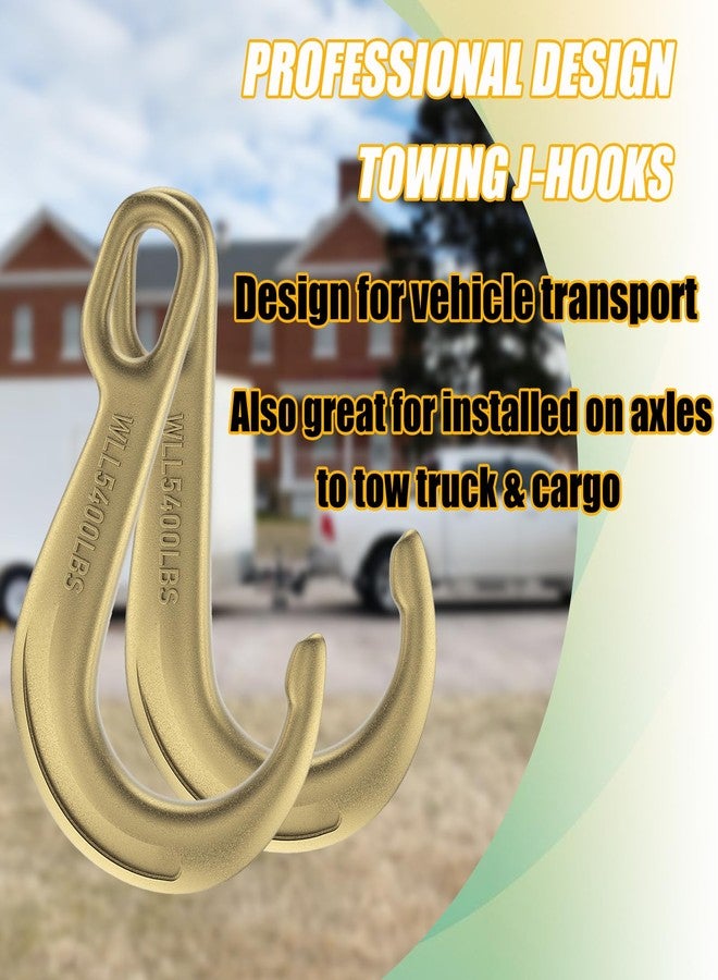 AODESTINY 2PCS 8" Heavy Duty J Hooks for Towing, Yellow Zinc Plated Tow J Hook Grade 70 Clevis J Hook for Transport Chain, 5400LBS Capacity Heavy Load - Image 4