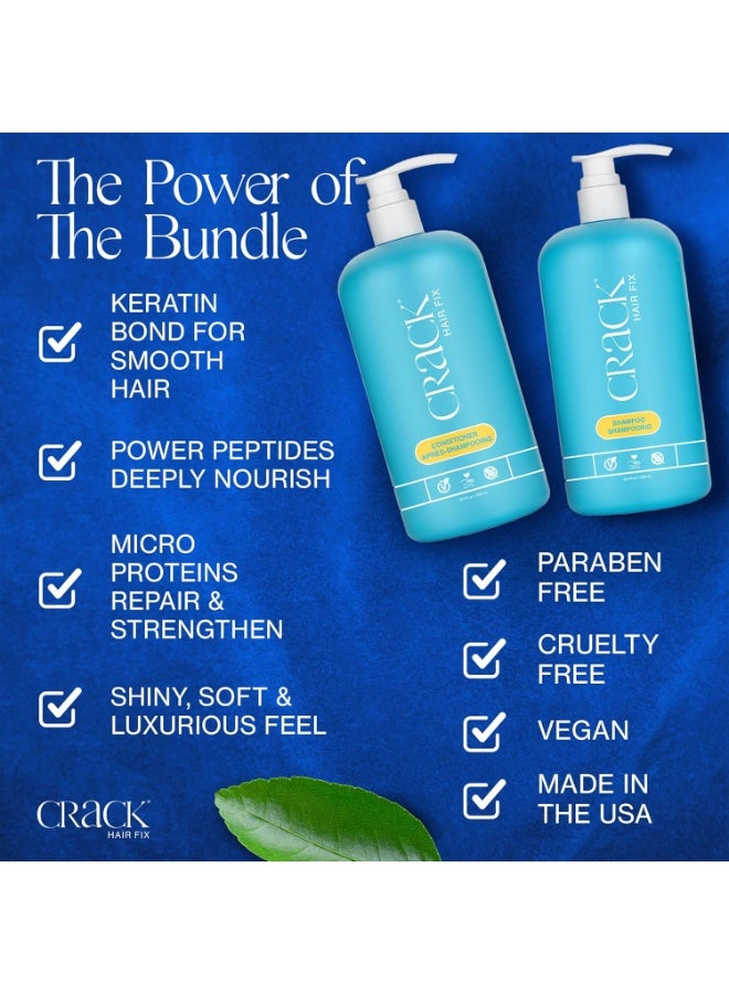 CRACK HAIR FIX Shampoo and Conditioner Set, 33.8 oz Each | Anti-Frizz Hair Products for Damaged Hair, Bond Repair, Curl Care, Humidity Control, and Color Protection - Image 5