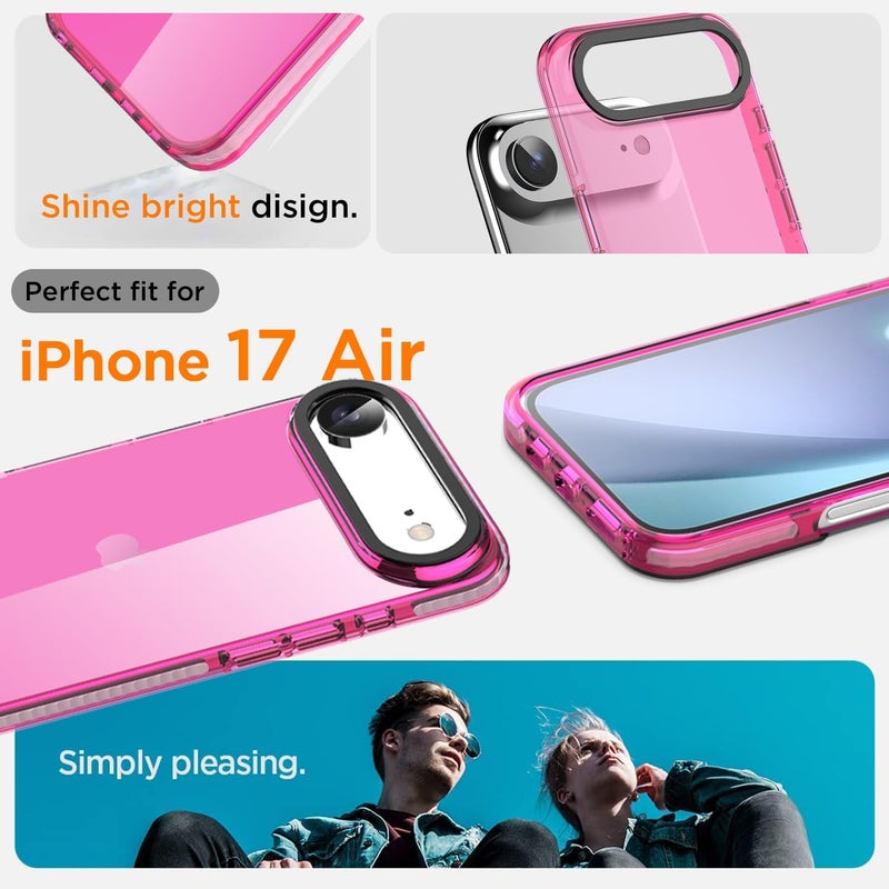 AICase Neon Hot Pink Clear Phone Case for iPhone 17 Air, Trendy Women Girly Aesthetic Preppy Colorful Colored Cute Retro Bright Protective Jelly Aura Cover - Image 4