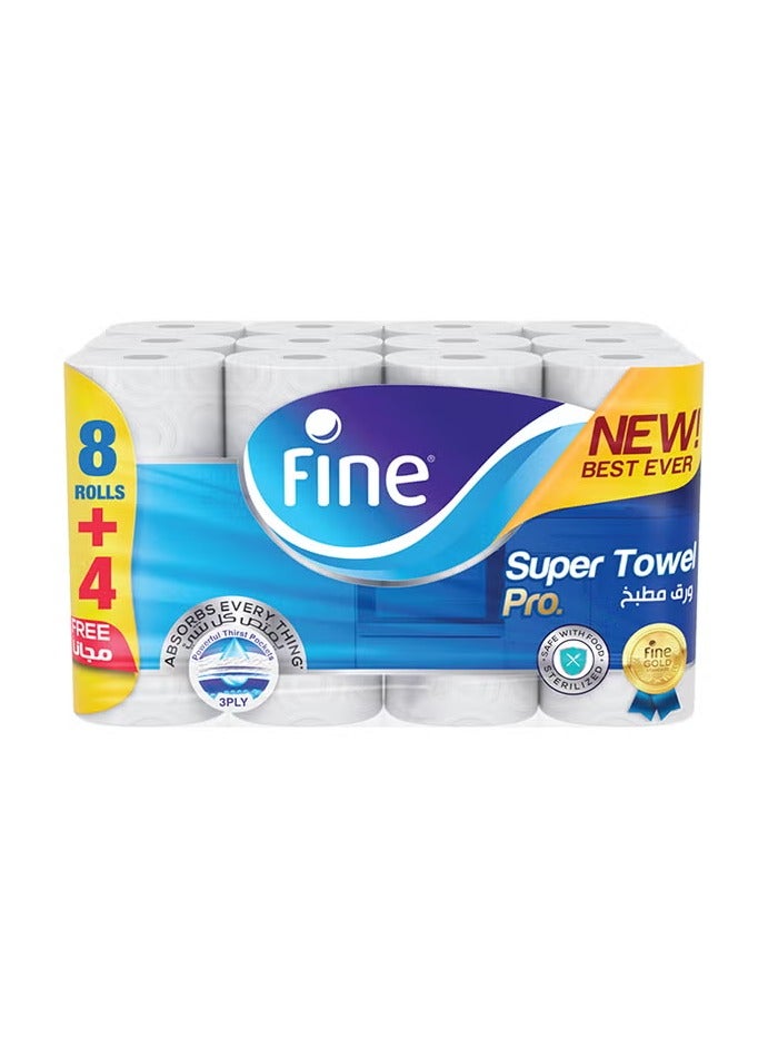 Fine Art Super Towel Pro, Highly Absorbent, Sterilized, 8+4,3 Ply Pack Of 12 60 Sheets White 26.5x21cm - Image 1