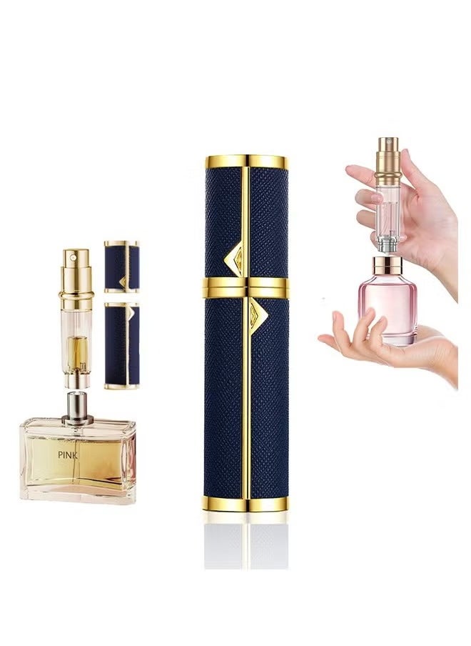 Arabest Perfume Bottles Empty Refill, Perfume Atomizer, Refillable Portable Mini Perfume Atomizer, Perfume Spray bottle Atomizer for Travel, Leaking Proof, Luxury Leather, 5ml (Dark Blue)  - Image 1