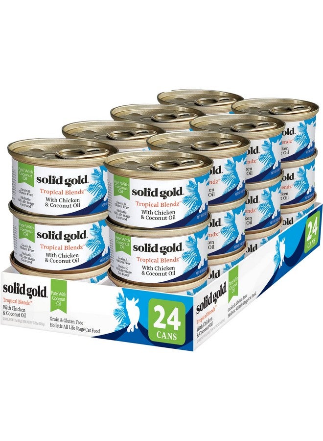 Solid Gold Tropical Blendz Wet Cat Food - Chicken Pate in Coconut Oil - Canned Cat Food, 24 Pack - Image 1