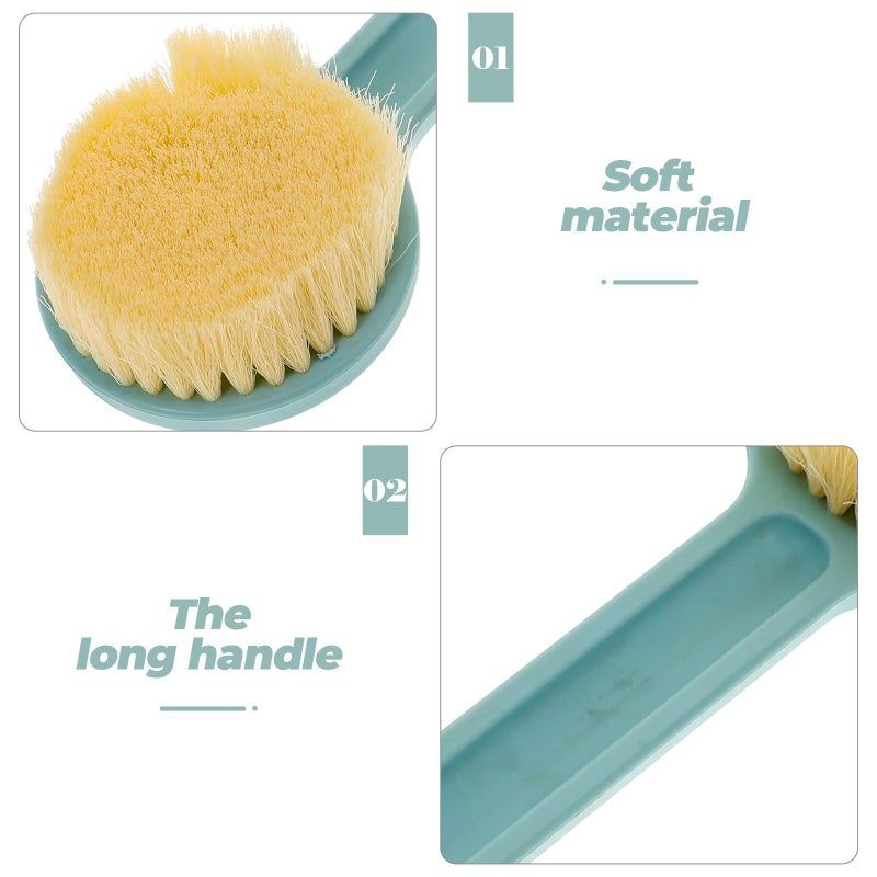 Long Handle Bath Brush Back Scrubber With Soft Bristles For Exfoliating Blue - Image 4