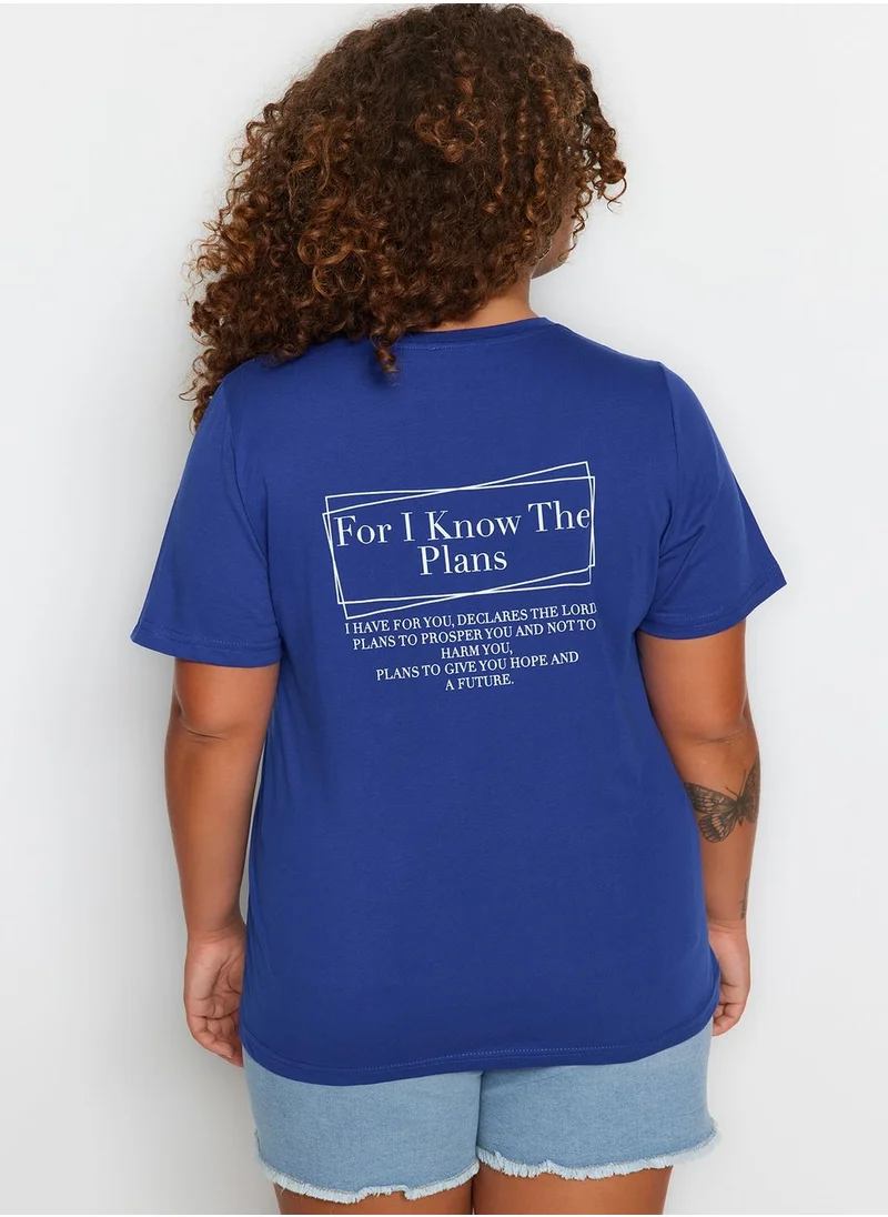 Trendyol Curve Crew Neck Back Printed T-Shirt