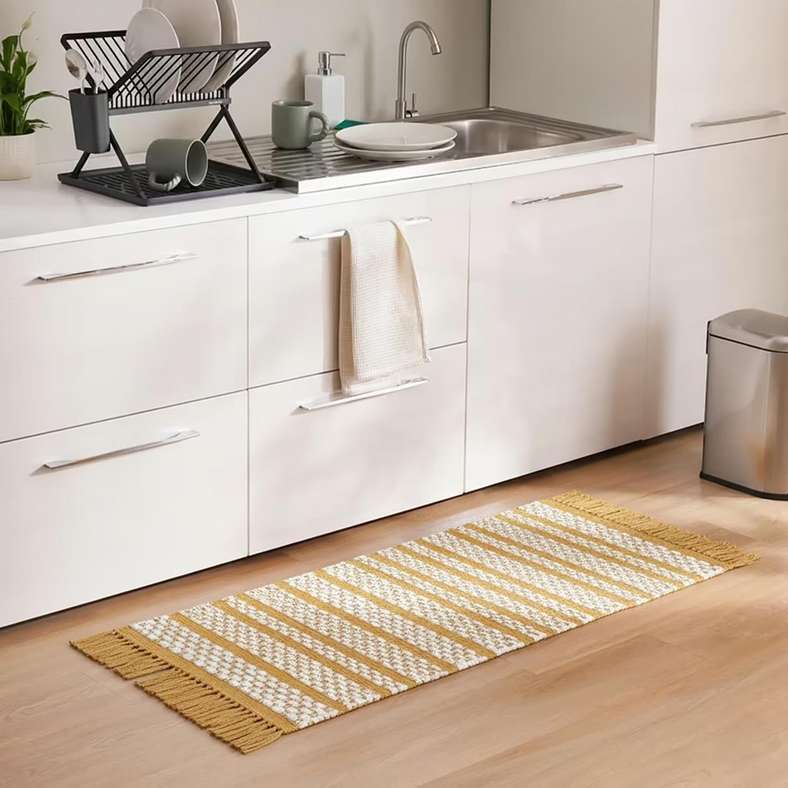 Pan Home Eileen Recycle Dhurrie with Fringe - Mustard - Image 1