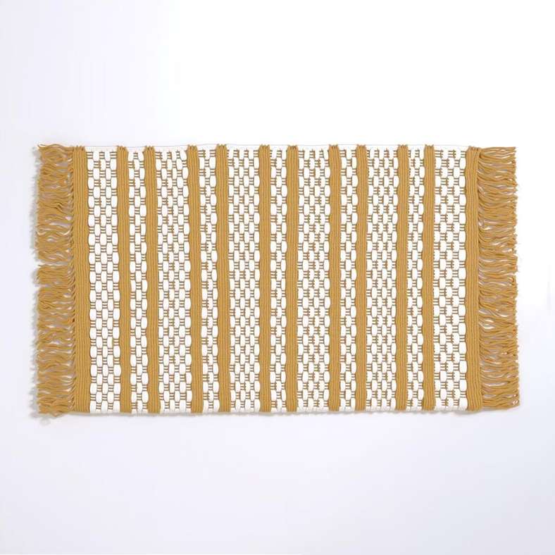 Pan Home Eileen Recycle Dhurrie with Fringe - Mustard - Image 4
