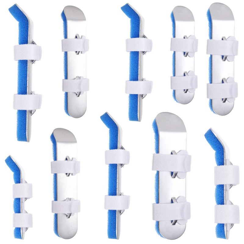 ويوبلز جبيرة معدنية للأصابع، عبوة من 10 قطع، دعامة ألومنيوم لدعم الأصابع المصابة بكسر في إصبع المطرقة، واقي لدعم الأصابع المصابة بكسر في الأصابع، تثبيت مفاصل الأصابع لتخفيف آلام التهاب المفاصل. - Image 1