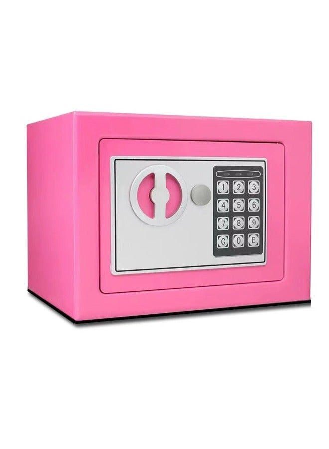 Safe Box Small with Electronic Keypad Lock and Physical Key, Mini Digital Security Deposit Locker for Home Office Hotel Jewelry Passport Watches Cash Storage 23x17x17cm Pink  - Image 1