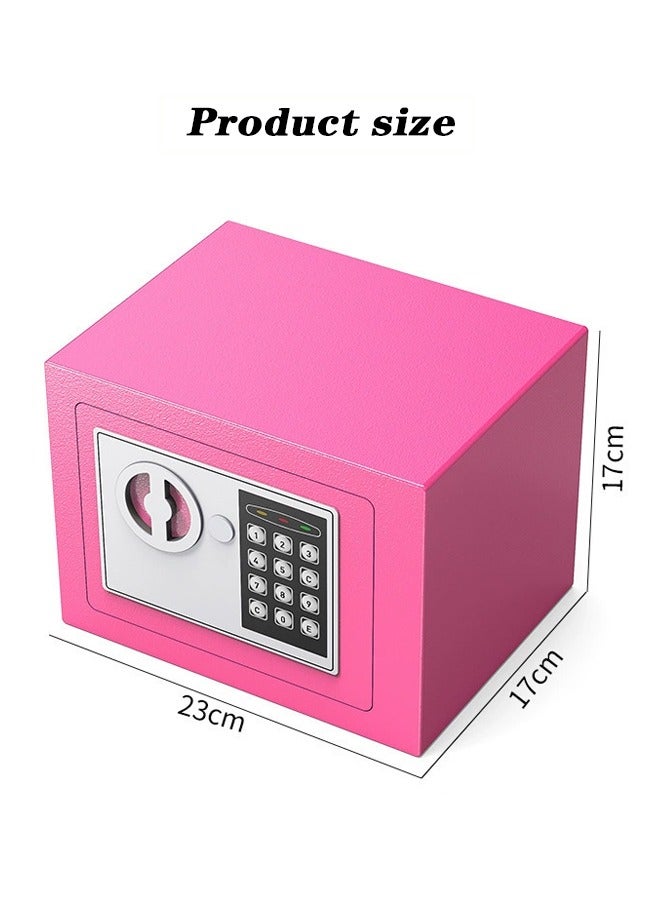 Safe Box Small with Electronic Keypad Lock and Physical Key, Mini Digital Security Deposit Locker for Home Office Hotel Jewelry Passport Watches Cash Storage 23x17x17cm Pink  - Image 5