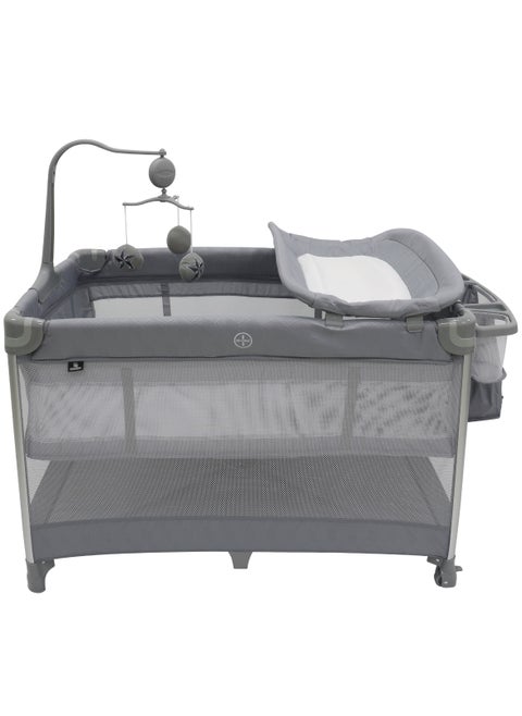 All in One Luxury Large Nursery Center Bassinet & Playard with Music - Light Grey