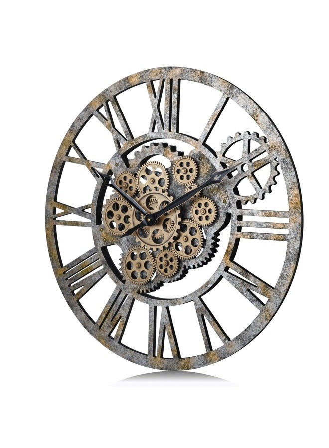 Lafocuse 23 Inch Real Moving Gear Wall Clock, Steampunk Wooden Large Wall Clock for Living Room Decor, Farmhouse - Image 5