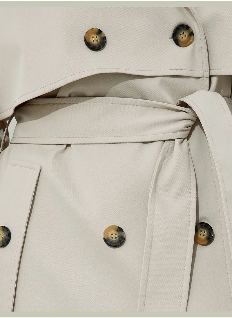 KOTON Maxi Belted Wrapped Trench Coat