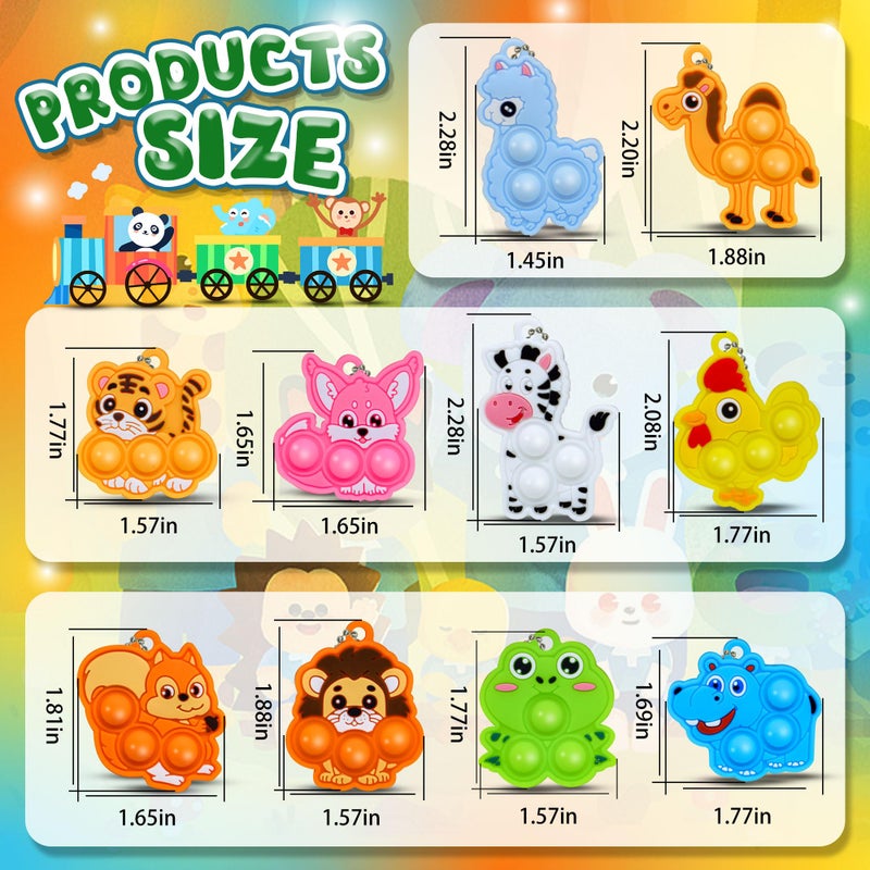 BicMan 30pcs Animal Mini Pop it Keychain, Valentine's Day Gifts for Kids, Party Favors, Goodie Bag Stuffers, Stocking Stuffers Kid, Prize Box Toys for Kids Classroom Gifts, Sensory Fidget Toys for Kid - Image 3