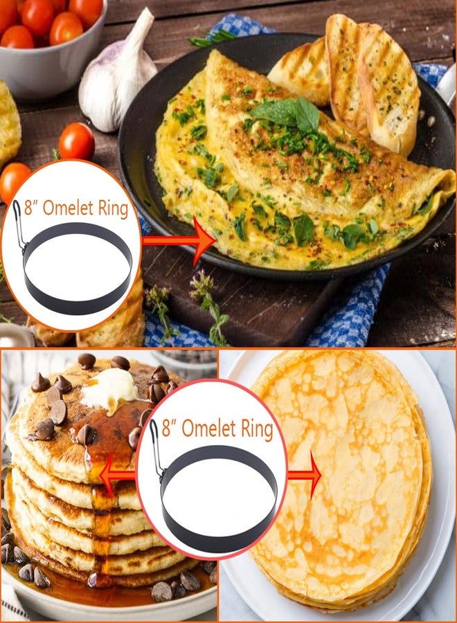 WOWITIS 6 Packs Professional Pancake Ring Egg Ring Set, 6" Pancake Ring 4" Egg Ring for Griddle,Non-Stick Stainless Steel 6 Inch Pancake 4 Inch Egg Ring for Frying Egg with Silicone Handle（2X 6"+ 6X 4" ） - Image 4