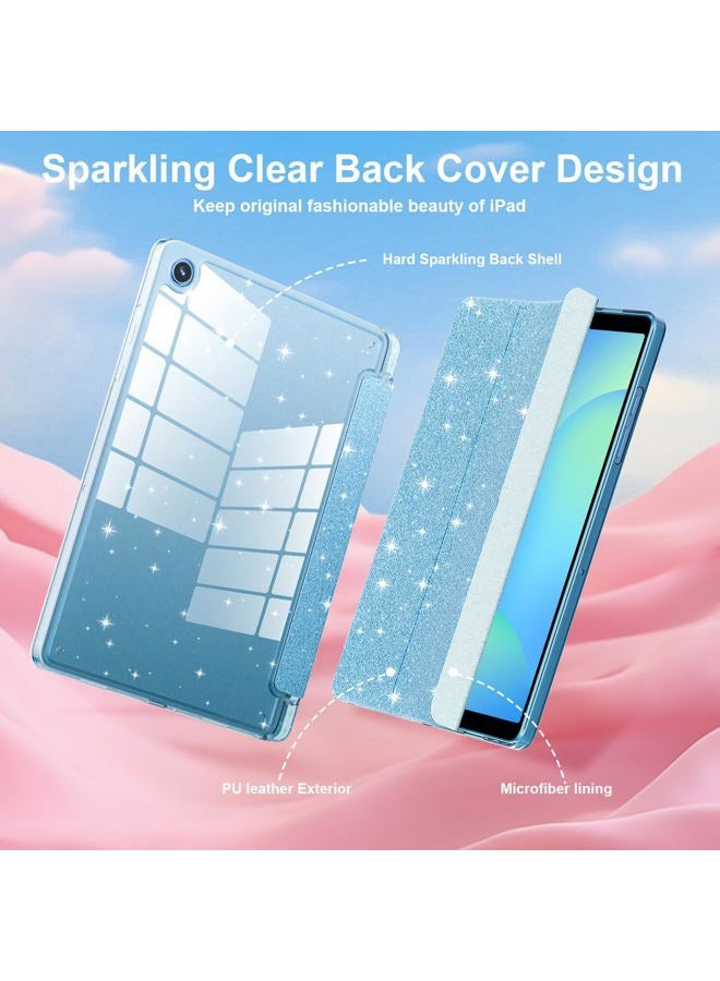 Lainergie Case for Samsung Galaxy Tab A11+/A9+ Plus 11 Inch 2026/2023, Cute Glittering Sparkly Shockproof Cover with Sparkly Crystal Clear Back and Pencil Holder for Galaxy Tab A11+/A9+, Blue - Image 3
