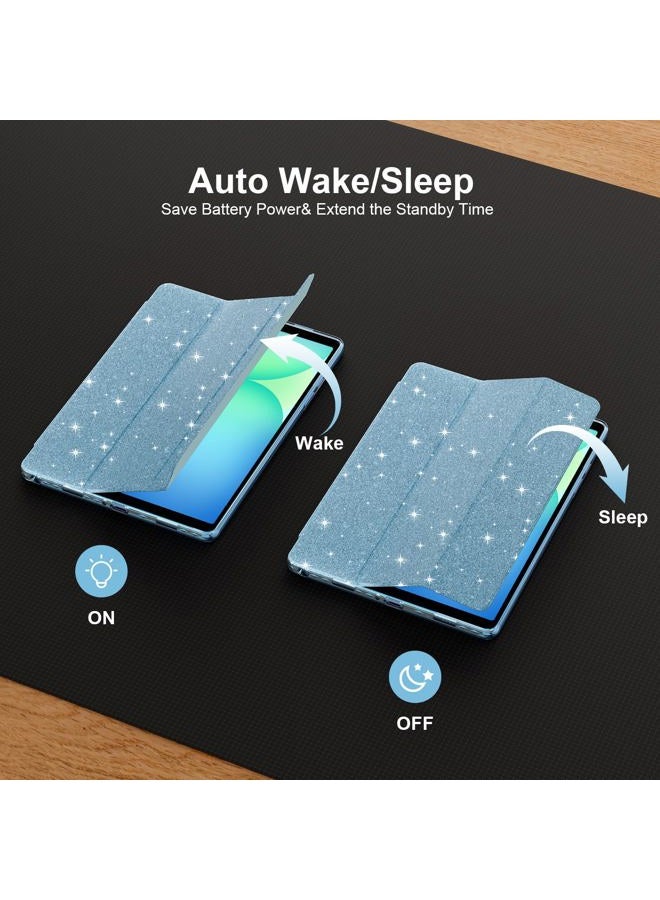 Lainergie Case for Samsung Galaxy Tab A11+/A9+ Plus 11 Inch 2026/2023, Cute Glittering Sparkly Shockproof Cover with Sparkly Crystal Clear Back and Pencil Holder for Galaxy Tab A11+/A9+, Blue - Image 5