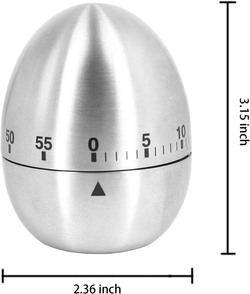 MBUYS MALL Egg Shape Timer Wind up Timer Kitchen Timer Cooking Timer Reminder Timer Mechanical Reminder Cute Timer Mechanical Rotating Alarm with 60 Minutes for Cooking Silver - Image 4