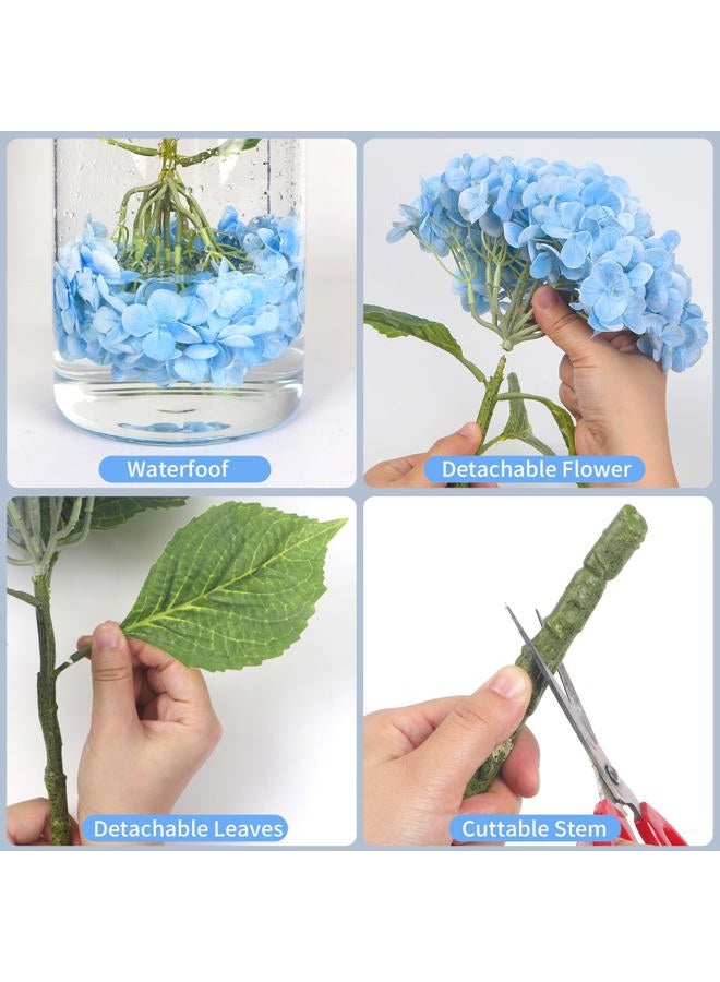 Kmise Hydrangea Artificial Flowers, 22” Real Touch Lifelike Latex Hydrangeas, Large Faux Hydrangea for Home Decor Wedding Bouquets, Lightblue, 5pcs - Image 5