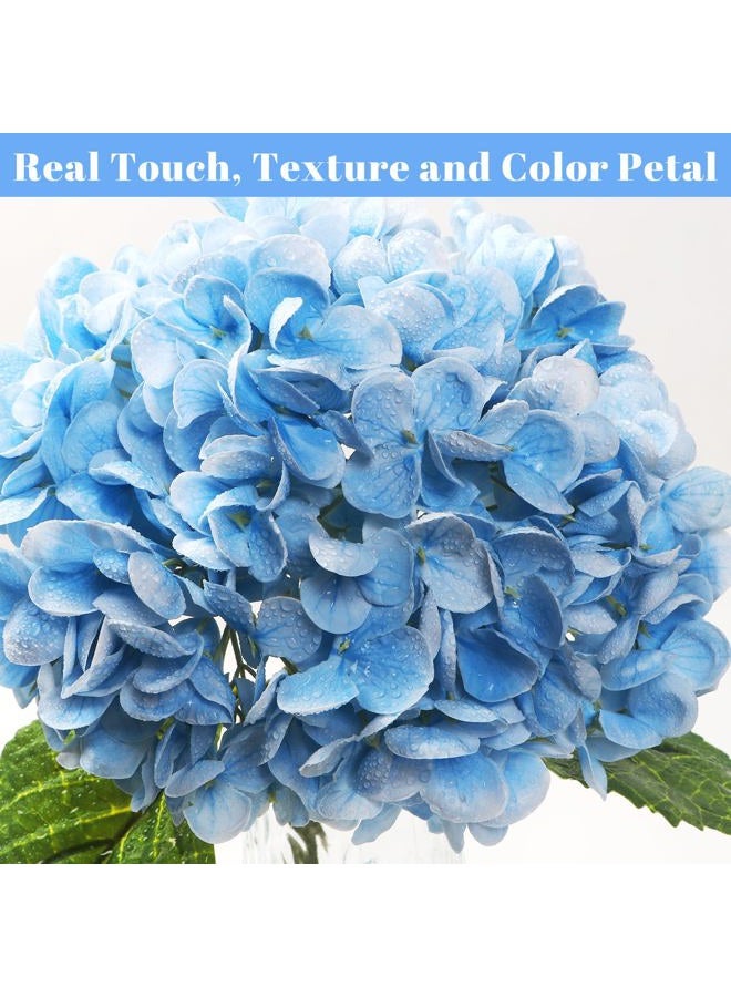 Kmise Hydrangea Artificial Flowers, 22” Real Touch Lifelike Latex Hydrangeas, Large Faux Hydrangea for Home Decor Wedding Bouquets, Lightblue, 5pcs - Image 2