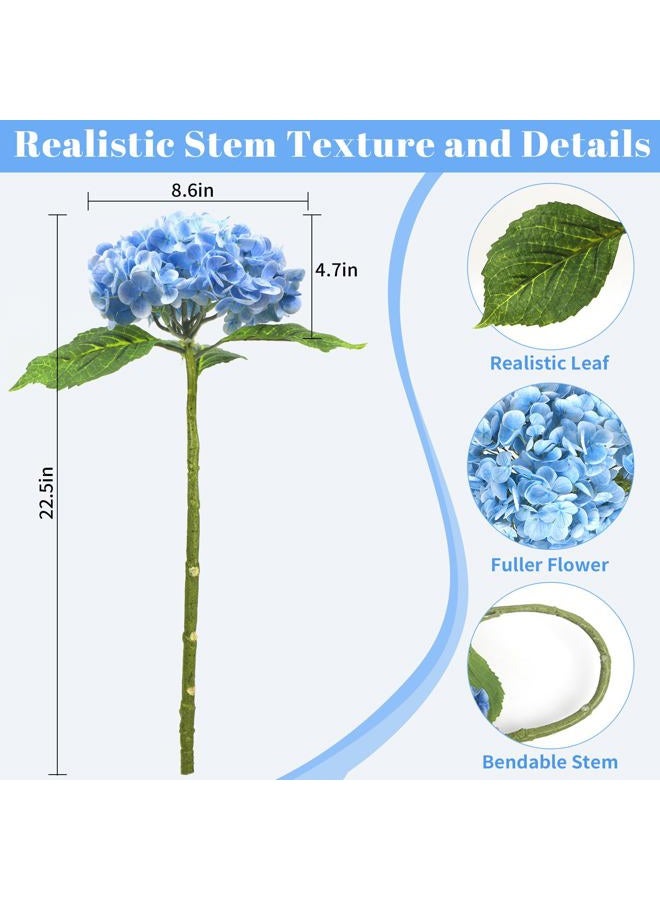 Kmise Hydrangea Artificial Flowers, 22” Real Touch Lifelike Latex Hydrangeas, Large Faux Hydrangea for Home Decor Wedding Bouquets, Lightblue, 5pcs - Image 3