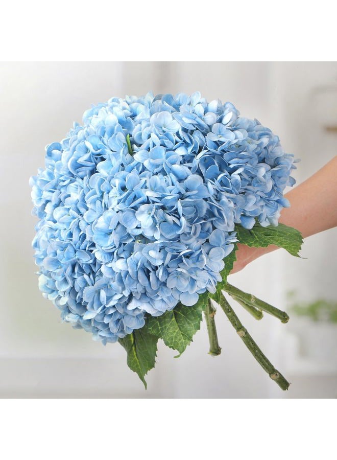 Kmise Hydrangea Artificial Flowers, 22” Real Touch Lifelike Latex Hydrangeas, Large Faux Hydrangea for Home Decor Wedding Bouquets, Lightblue, 5pcs - Image 1