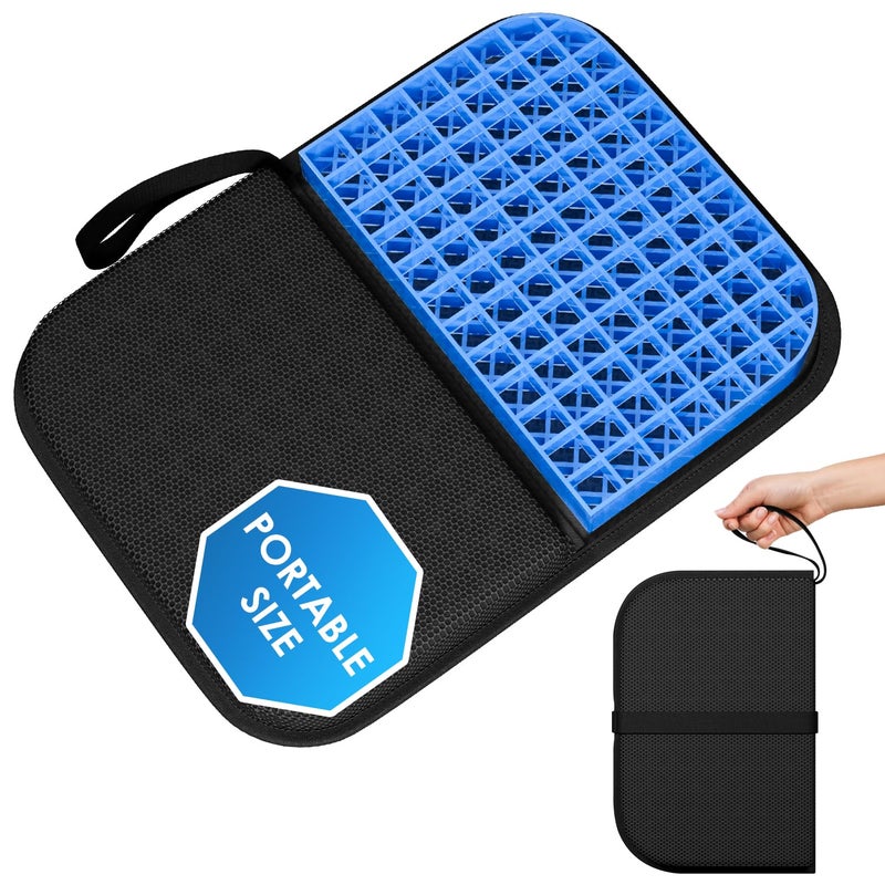 WISIMMALL Gel Seat Cushion Portable Travel Cushions 165 x 12 Large Size Super Thick Foldable Chair Seat Cushion Lightweight for Car Office Chair Wheelchair Pressure Sores Tailbone Pain Relief
