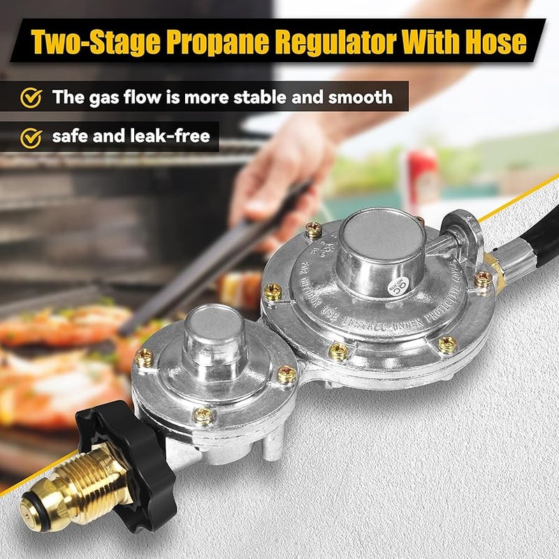 DEEKOOL 12 FT F273684 Propane Hose Compatible for mr heater F273684 buddy heaters Propane Hose f27368 with Regulator for RV, Gill, Gas Stove, Gas Generator, 3/8in Female x 3/8in Male Street Elbow - Image 4