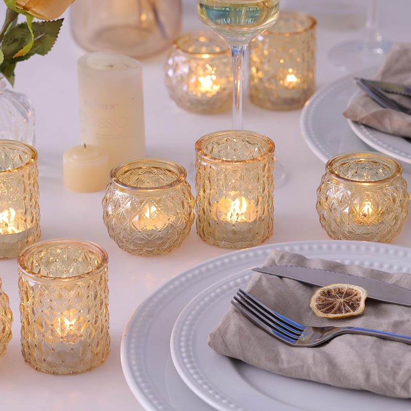 NITIME 36pcs Assorted Gold Votive Candle Holders, Tea Light Candle Holder Glass for Wedding Table Decor, Gold Candle Holders for Table Centerpiece, Brithday and Holiday Decorations - Image 5