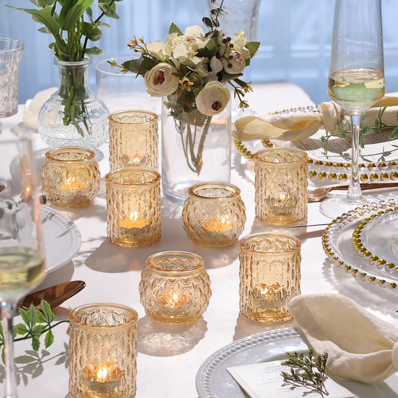 NITIME 36pcs Assorted Gold Votive Candle Holders, Tea Light Candle Holder Glass for Wedding Table Decor, Gold Candle Holders for Table Centerpiece, Brithday and Holiday Decorations - Image 3