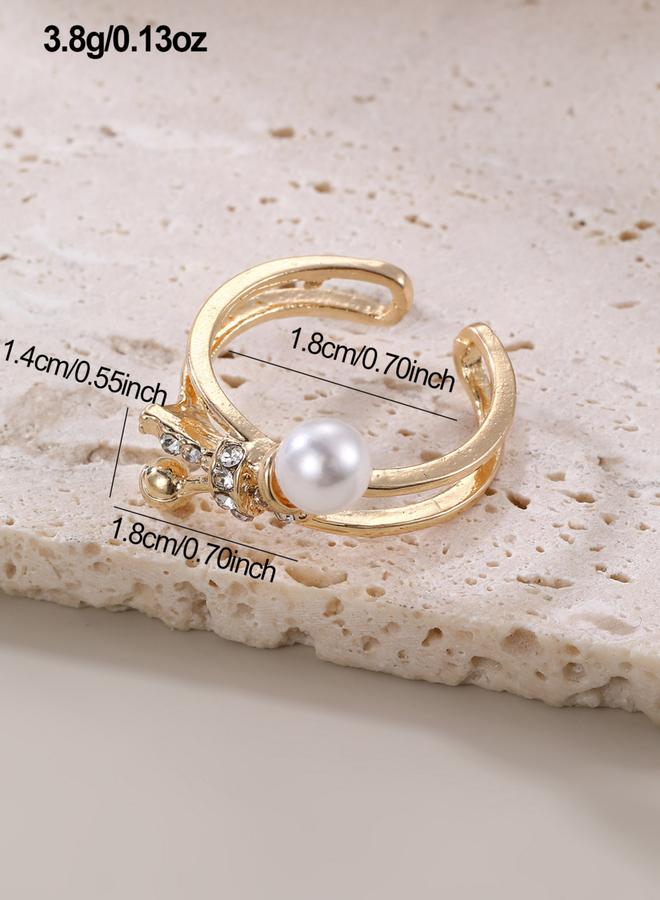 Take Two Rhinestone Faux Pearl Embellished Ring - Image 3