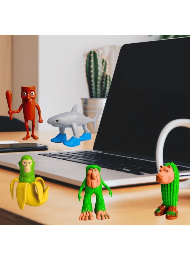 HALAMODO 8 PCS Shan Hai Jing Toy Figure Set ,  Stickman, Tralala , Shark With Shoes Creative Collectible , Mythical Trendy Anime Statue Toy, Desktop Decor Figure Model Toy , Office Decor Figure , Car Ornament, Surprise Birthday Gift For Kids Boys and Girls, For Commemoration, Collection and Display, 8.5 cm - Image 2