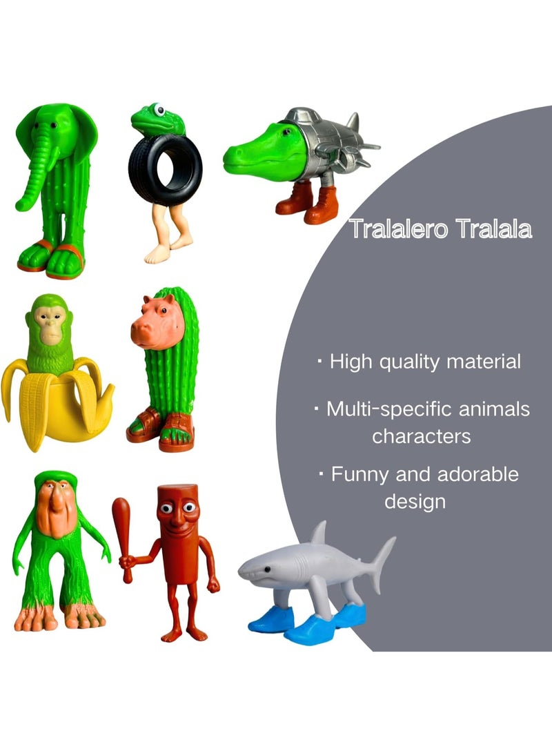 HALAMODO 8 PCS Shan Hai Jing Toy Figure Set ,  Stickman, Tralala , Shark With Shoes Creative Collectible , Mythical Trendy Anime Statue Toy, Desktop Decor Figure Model Toy , Office Decor Figure , Car Ornament, Surprise Birthday Gift For Kids Boys and Girls, For Commemoration, Collection and Display, 8.5 cm - Image 3