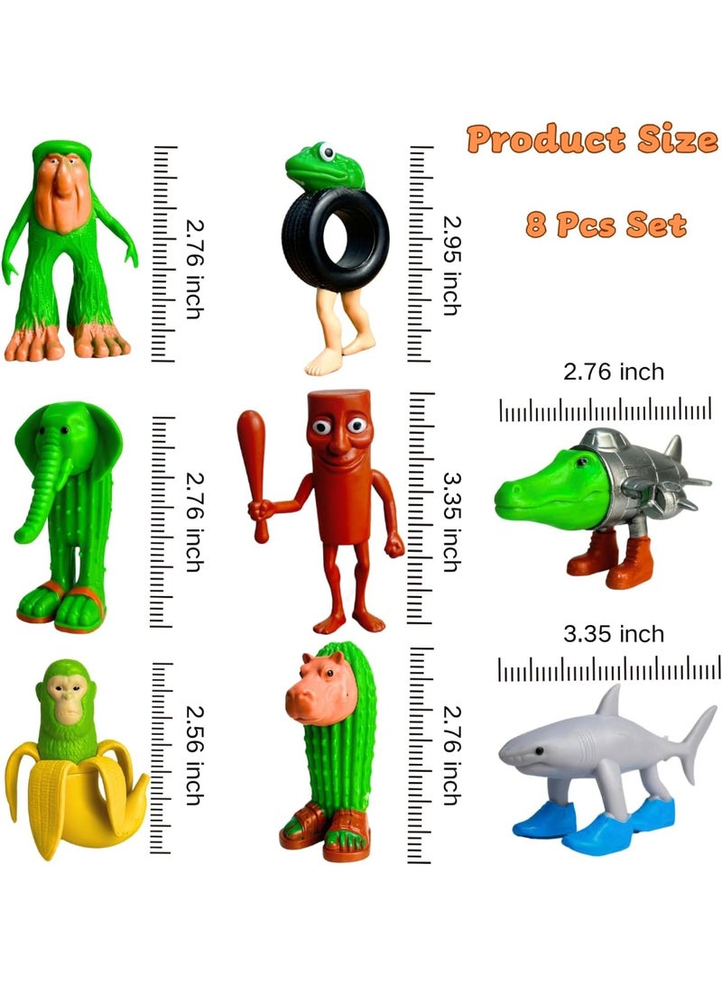 HALAMODO 8 PCS Shan Hai Jing Toy Figure Set ,  Stickman, Tralala , Shark With Shoes Creative Collectible , Mythical Trendy Anime Statue Toy, Desktop Decor Figure Model Toy , Office Decor Figure , Car Ornament, Surprise Birthday Gift For Kids Boys and Girls, For Commemoration, Collection and Display, 8.5 cm - Image 4