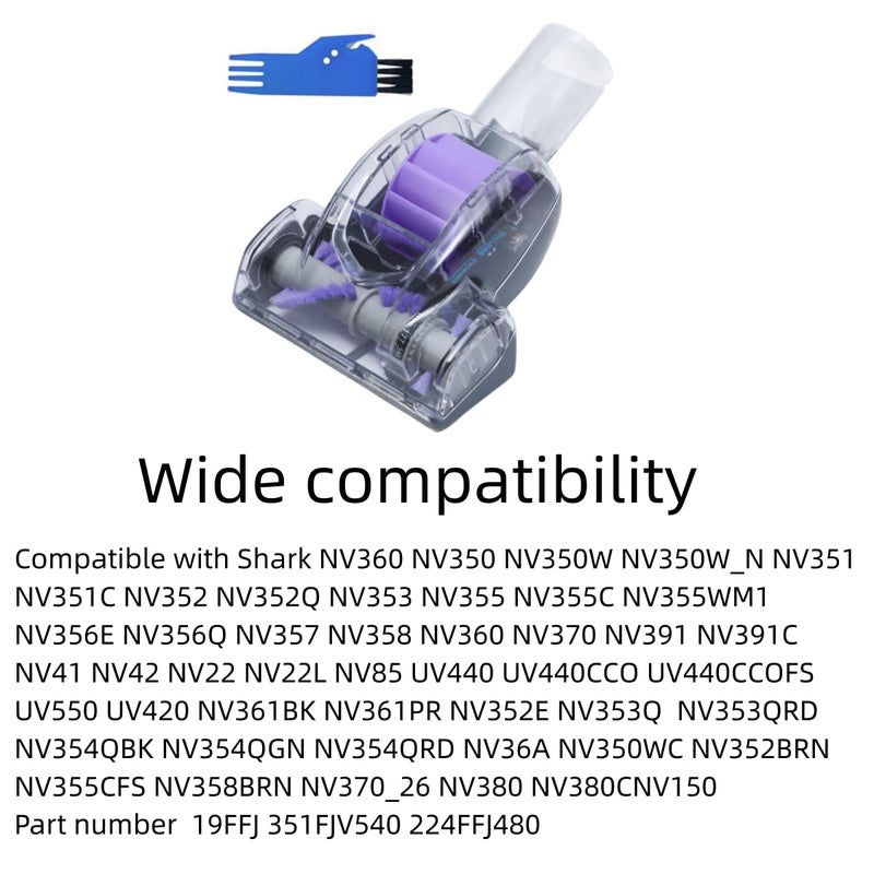 Hcxvtyx Upgraded Pet Hair Power Brush Tool Attachment for Shark Navigator Lift-Away Deluxe Upright NV360 NV350 NV352 NV356E NV370 NV22L UV420 UV410 UV440 Vacuum Replacement Parts Numbers 119FFJ Purple - Image 2