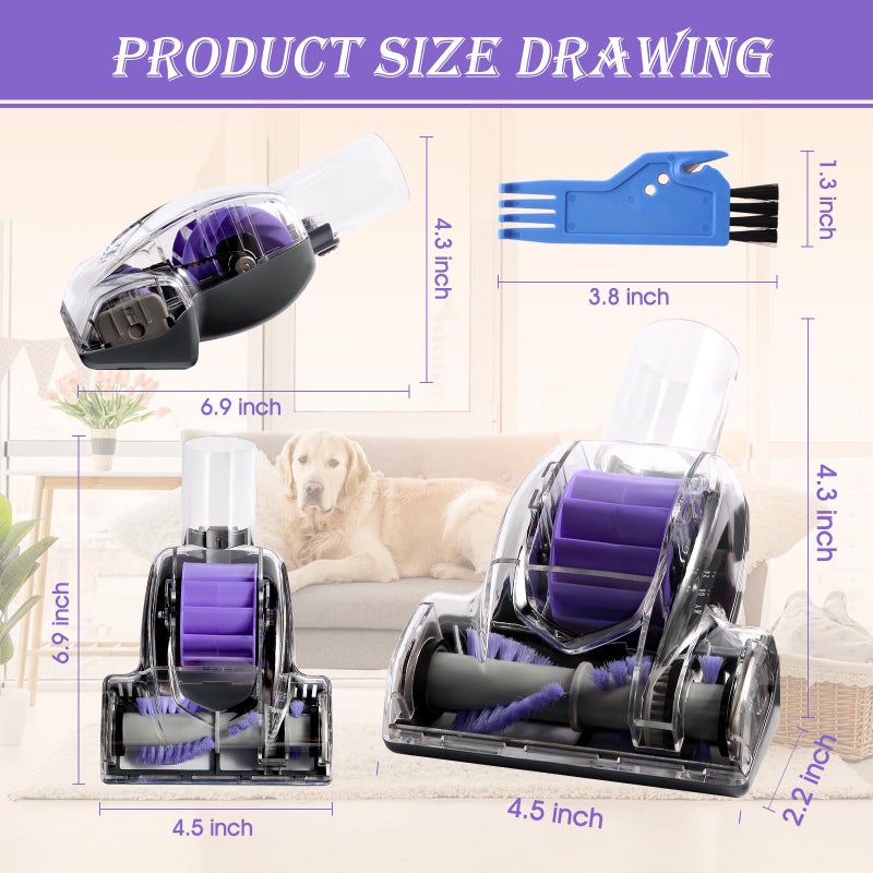 Hcxvtyx Upgraded Pet Hair Power Brush Tool Attachment for Shark Navigator Lift-Away Deluxe Upright NV360 NV350 NV352 NV356E NV370 NV22L UV420 UV410 UV440 Vacuum Replacement Parts Numbers 119FFJ Purple - Image 3