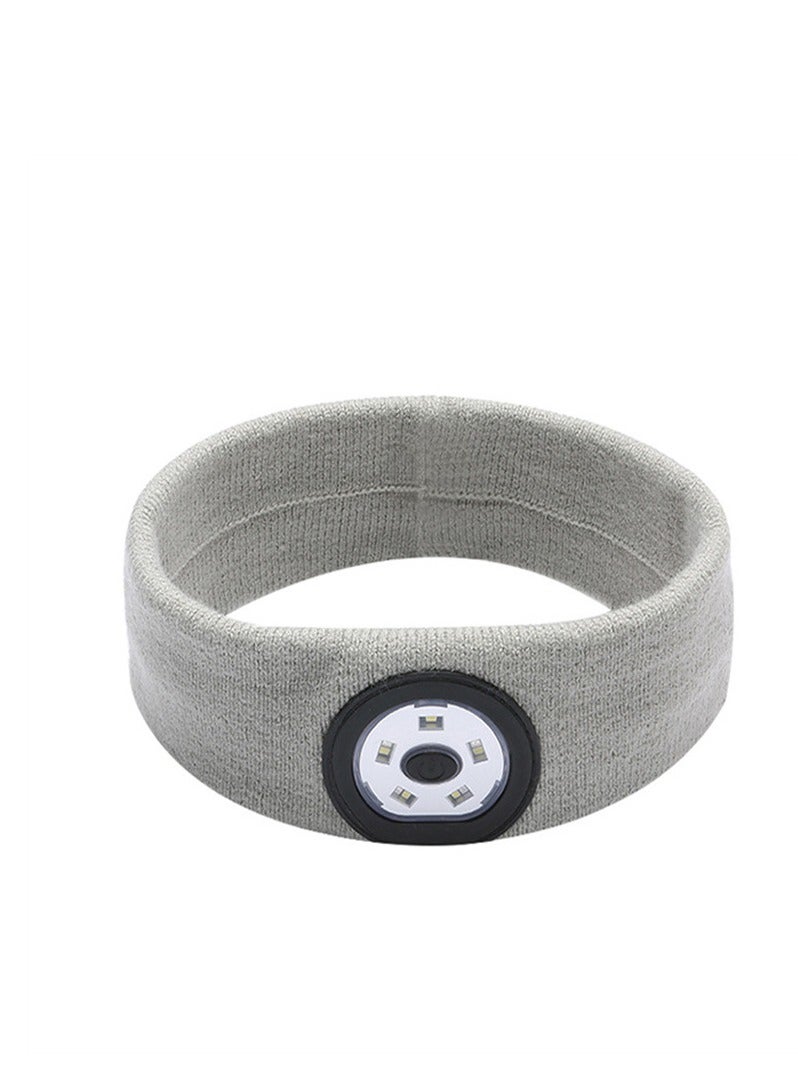 Sports Headband with LED Headlight: Braided Headband USB Rechargeable Headlight 5 LED Beads Running Cap 3 Modes Headlight Waterproof High Elastic Headband Suitable for Camping Jogging Unisex  - Image 1