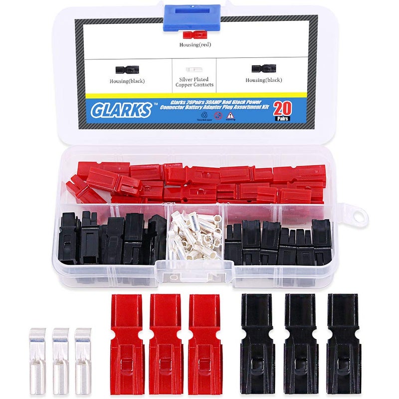 Glarks 20 Pair 30AMP Quick Disconnect Power Terminals Connectors Red Black Quick Connect Battery Connector Modular Power Connectors Set - Image 2